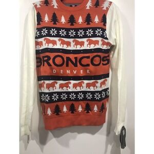 Denver Broncos NFL‎ Football Light 'em Up LED Ugly Christmas Sweater NWT Small